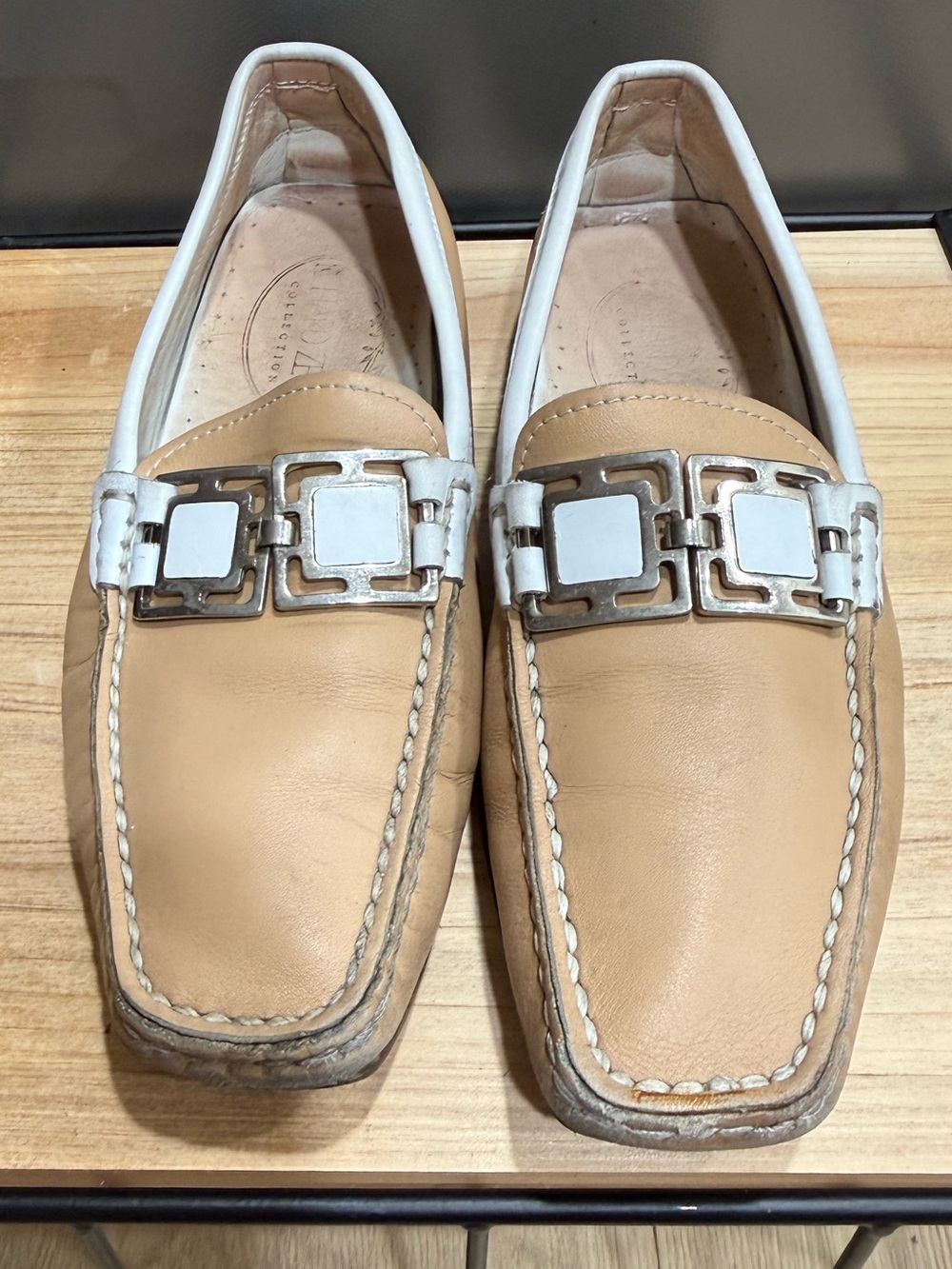 Richard Zech Collection Leather Driving Loafers Tan Cream  Size 6M Made in Italy